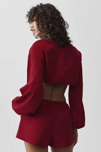 Alo Yoga Cotton Cropped Real Deal Long Sleeve - Summer Romance Red in Kuwait