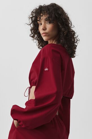 Alo Yoga Cotton Cropped Real Deal Long Sleeve - Summer Romance Red in Kuwait