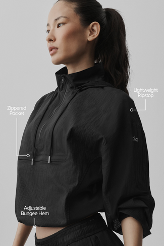 Alo Yoga 1/4 Zip Go Time Pullover - Black in Saudi Arabia