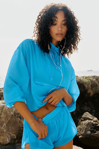 Alo Yoga 1/4 Zip Go Time Pullover - Azure Blue in Saudi Arabia