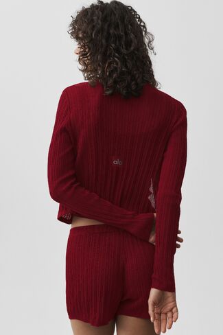 Alo Yoga Sweater Sunlit Cardigan - Summer Romance Red in Saudi Arabia