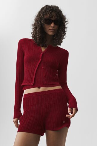 Alo Yoga Sweater Sunlit Cardigan - Summer Romance Red in Saudi Arabia