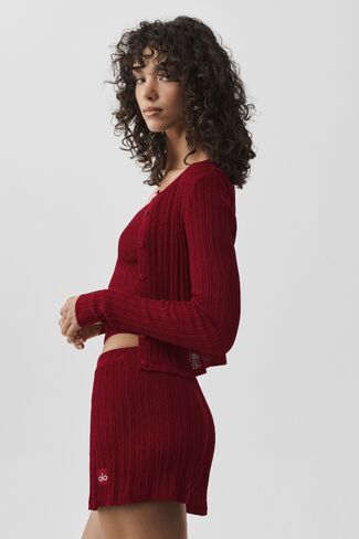 Alo Yoga Sweater Sunlit Cardigan - Summer Romance Red in Saudi Arabia