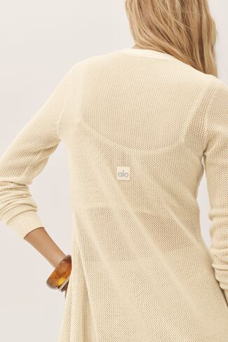 Alo Yoga Silk Cashmere Heatwave Long Cardigan - Sandy Beige in Saudi Arabia