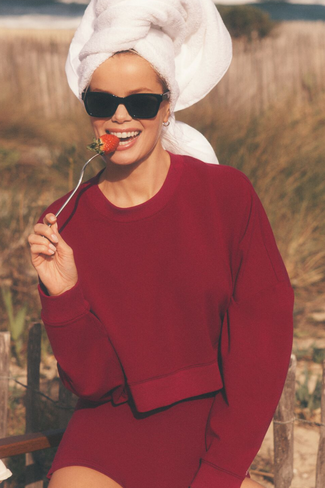 Alo Yoga Cropped Sway Crew Neck Pullover - Summer Romance Red in Saudi Arabia