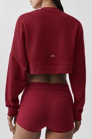 Alo Yoga Cropped Sway Crew Neck Pullover - Summer Romance Red in Saudi Arabia