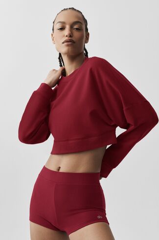Alo Yoga Cropped Sway Crew Neck Pullover - Summer Romance Red in Saudi Arabia