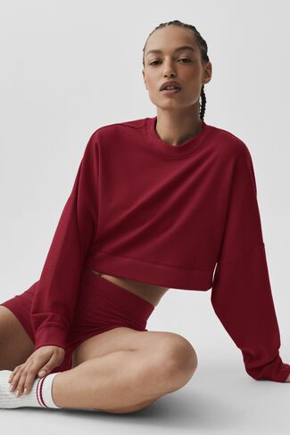 Alo Yoga Cropped Sway Crew Neck Pullover - Summer Romance Red in Saudi Arabia