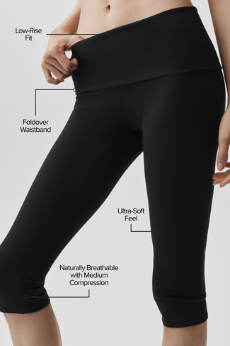Alo Yoga ALO Softsculpt Low-Rise Foldover Capri - Black in Saudi Arabia