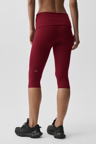 Alo Yoga ALO Softsculpt Low-Rise Foldover Capri - Summer Romance Red in Saudi Arabia