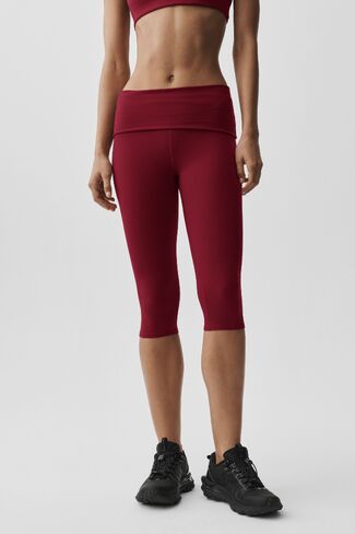 Alo Yoga ALO Softsculpt Low-Rise Foldover Capri - Summer Romance Red in Saudi Arabia