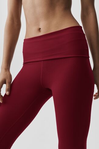 Alo Yoga ALO Softsculpt Low-Rise Foldover Capri - Summer Romance Red in Saudi Arabia