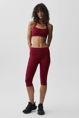 Alo Yoga ALO Softsculpt Low-Rise Foldover Capri - Summer Romance Red in Saudi Arabia