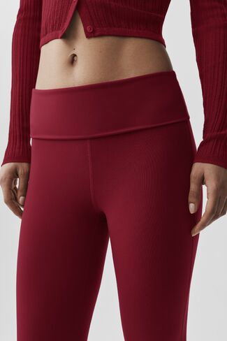 Alo Yoga ALO Softsculpt 7/8 Foldover Flare Legging - Summer Romance Red in Saudi Arabia