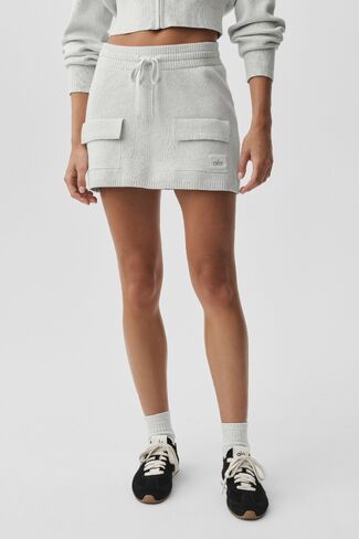 Alo Yoga Scholar Knit Cargo Skirt - White Heather in Kuwait