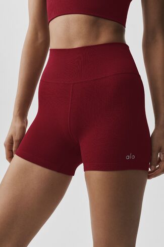 Alo Yoga 4" Seamless Modal Ribbed High-Waist Short - Summer Romance Red in Kuwait