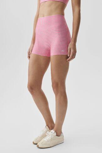 Alo Yoga 3" Airlift Gingham High-Waist Sleek Short - Paradise Pink Gingham in Kuwait