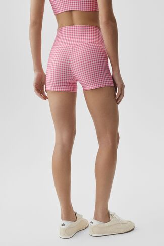 Alo Yoga 3" Airlift Gingham High-Waist Sleek Short - Paradise Pink Gingham in Kuwait