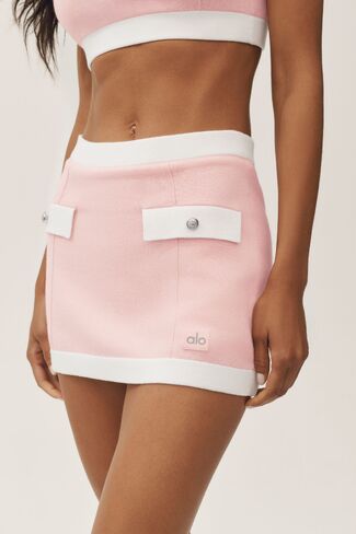 Alo Yoga Cotton Cashmere High-Waist Capri Dream Skirt - Sundrenched Pink/White in Saudi Arabia