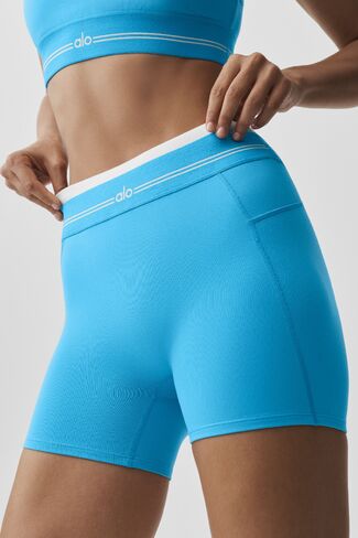 Alo Yoga Airbrush High-Waist Better Together Short - Azure Blue/White in Kuwait