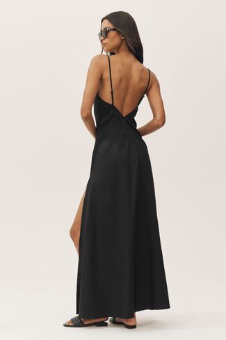 Alo Yoga Linen Blend Riviera Maxi Dress - Black in Saudi Arabia