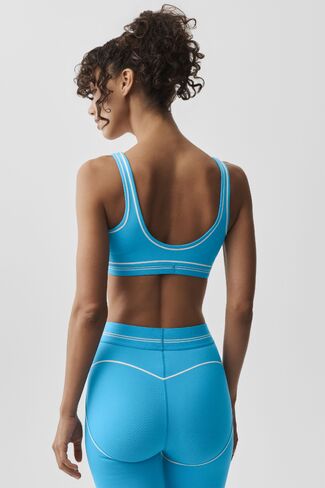 Alo Yoga Airbrush Heart Throb Bra - Azure Blue/White in Saudi Arabia