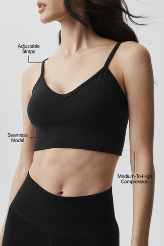 Alo Yoga Seamless Modal Ribbed Delight Bralette - Black in Kuwait