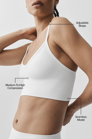 Alo Yoga Seamless Modal Ribbed Delight Bralette - White in Saudi Arabia