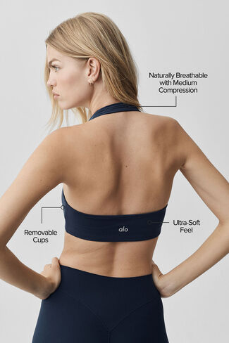 Alo Yoga ALO Softsculpt Feel The Heat Halter Bra - Navy in Saudi Arabia