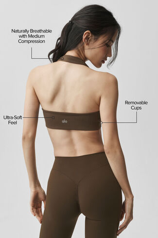 Alo Yoga ALO Softsculpt Feel The Heat Halter Bra - Espresso in Saudi Arabia