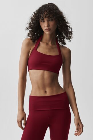 Alo Yoga ALO Softsculpt Feel The Heat Halter Bra - Summer Romance Red in Kuwait