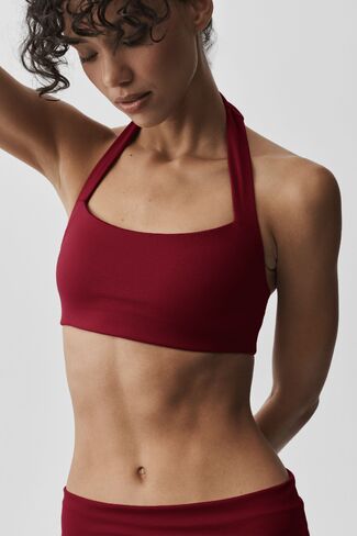 Alo Yoga ALO Softsculpt Feel The Heat Halter Bra - Summer Romance Red in Kuwait