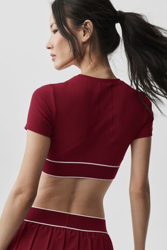 Alo Yoga ALO Softsculpt Amp It Up Short Sleeve Bra - Summer Romance Red in Saudi Arabia