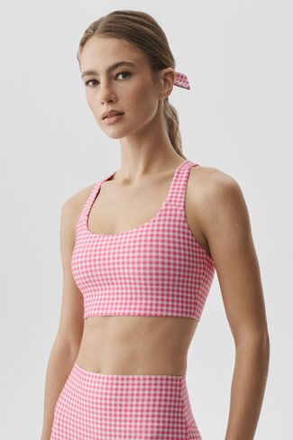 Alo Yoga Airlift Gingham Sleek Bra Tank - Paradise Pink Gingham in Kuwait