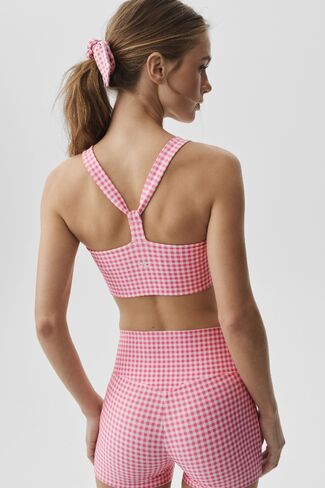 Alo Yoga Airlift Gingham Sleek Bra Tank - Paradise Pink Gingham in Kuwait