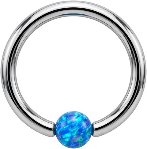 Opal Stone Ball with 316L Surgical Steel 16 Gauge Captive Bead Ring - BCR Ring, Cartilage, Helix, Tragus, Nose Piercing Jewelry in Saudi Arabia