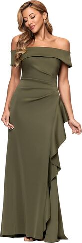 Xscape Women's Long Tech Scuba Off-the-Coulder Fruck in Kuwait