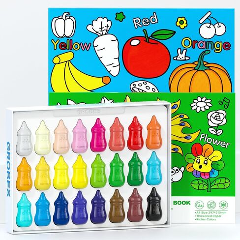 8 Colors Baby Crayons for Toddlers 1-3, Non-Toxic Washable Jumbo Silky Crayons for Kids Ages 4-8, Easy Grip,Engaging and Educational Art Supplies and Gift for Babies in Kuwait