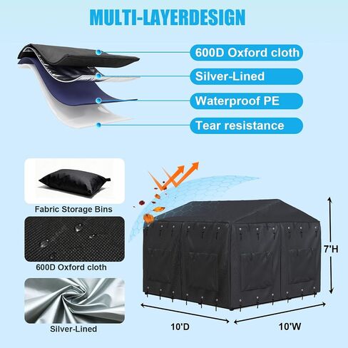 Outdoor Dog Kennel Cover for 4.2'Dx4.2'Wx4.5'H Crate with 3-in-1 Window, 600D Polyester Full Coverage & Silver-Coated Interior Waterproof Dog Crate Cover for Large Dog Cage Outdoor (Cover Only) in Saudi Arabia