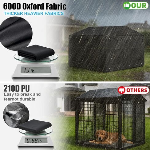 Outdoor Dog Kennel Cover for 4.2'Dx4.2'Wx4.5'H Crate with 3-in-1 Window, 600D Polyester Full Coverage & Silver-Coated Interior Waterproof Dog Crate Cover for Large Dog Cage Outdoor (Cover Only) in Saudi Arabia