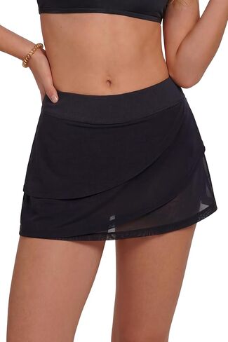 Period Swimwear Women Layered Ruffle Swim Skirt Mid Waisted Menstrual Leakproof Bikini Bottoms for Teens in Saudi Arabia