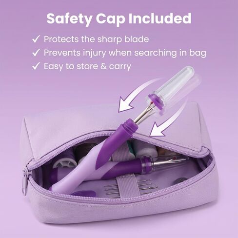 Jeffdad 2PCS الخياطة التماس الممزق، الخياطة غرزة الممزق، مزيلات الخيوط غرزة الكسارات مع غطاء واقي المهنية قطع الموضوع للتطريز اليد صياغة صياغة عبر خياطة الحياكة in Saudi Arabia