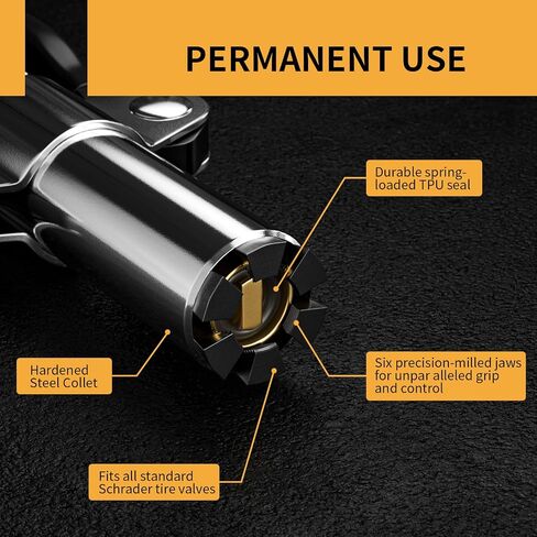 Locking Air Chuck, Heavy Duty Open Flow with Six Steel Jaws, Locks onto Any Tire Valve, No Leaks or Pop-Offs, Rated to 150 PSI - Open Flow in Saudi Arabia