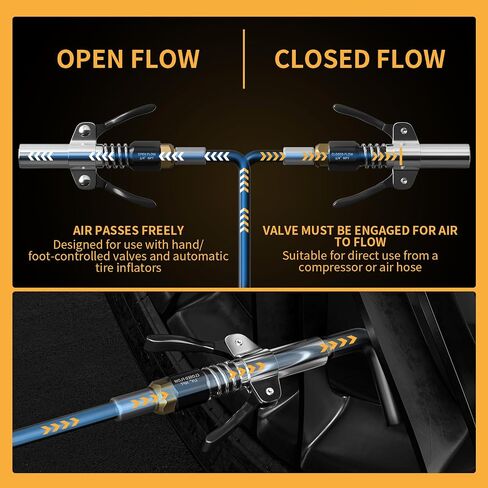 Locking Air Chuck, Heavy Duty Open Flow with Six Steel Jaws, Locks onto Any Tire Valve, No Leaks or Pop-Offs, Rated to 150 PSI - Open Flow in Saudi Arabia