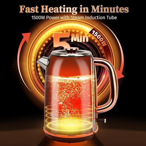 INFOOD Retro Electric Kettle 1.7L/57oz with Thermometer - 1500W Fast Boiling Stainless Steel Hot Water Tea Kettle, BPA-Free, Cordless, Auto Shut-Off, Boil-Dry Protection, White in Kuwait