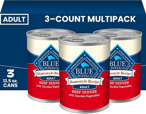 Blue Buffalo Homestyle Recipe Beef Dinner with Garden Vegetables Wet Dog Food for Adult Dogs, Chicken Recipe, 12.5 oz. Cans, 3 Count in Kuwait
