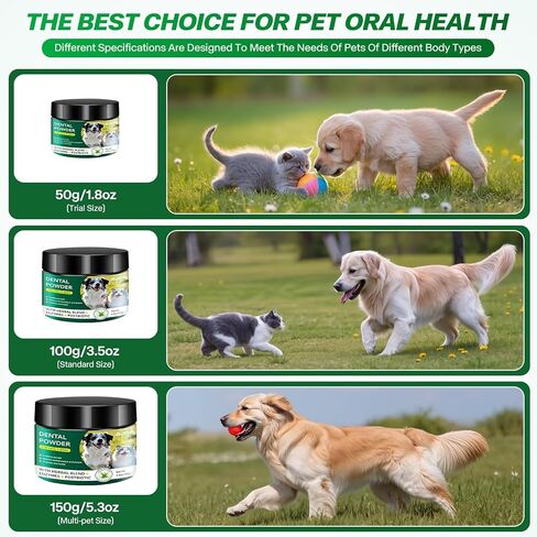 Dog Dental Powder for Teeth Cleaning Plaque & Bad Breath Off, Dental Powder for Dogs Teeth with Natural Herbal Blend & Postbiotics, Dog Teeth Cleaning Powder with Enzymes for Dogs & Cats (5.3oz) in Saudi Arabia