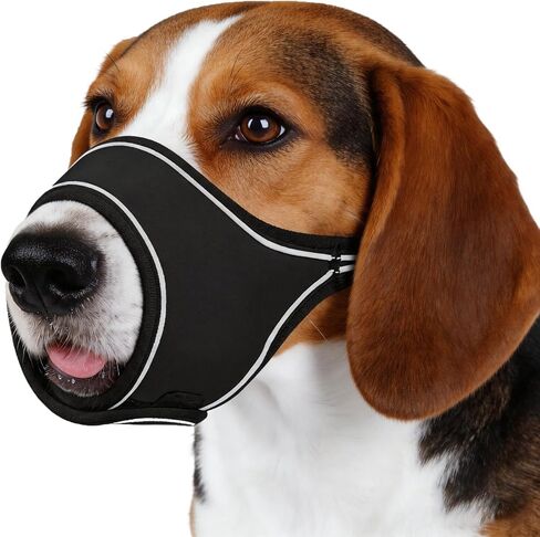 LUCKYPAW Dog Muzzle for Small Medium Large Dog Labrador Golden Retriever German Shepherd, Soft Oxford Cloth Muzzle to Prevent Biting Chewing for Training Grooming with Buckle Reflective Strip(Black,M) in Saudi Arabia