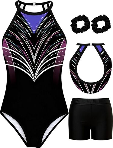MOLLDAN Gymnastics Leotard for Girls Halter Neck Biketard Unitard Tumbling Activewear for Kids,No Diamond in Saudi Arabia