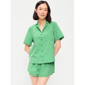 Old Navy Poplin Pajama Short Set - Green Blue Stripe in Kuwait